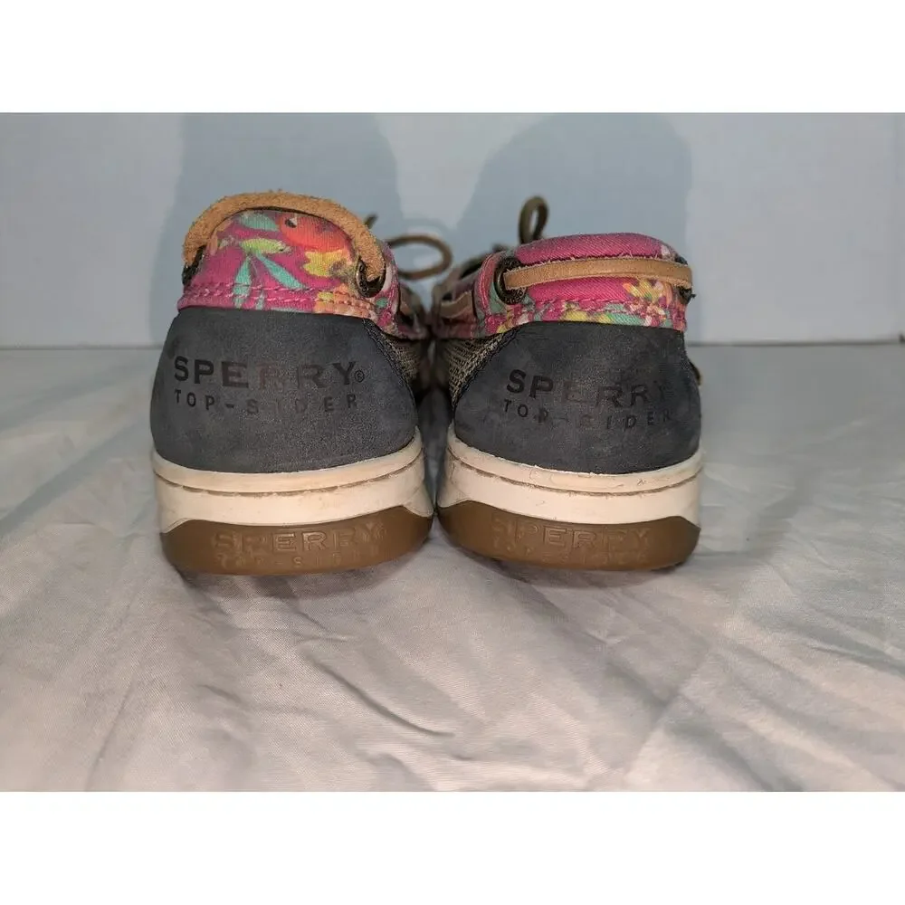 Sperry Womens 6M Top-Sider Boat Shoes Floral Accent Navy Blue Deck Shoes Loafers